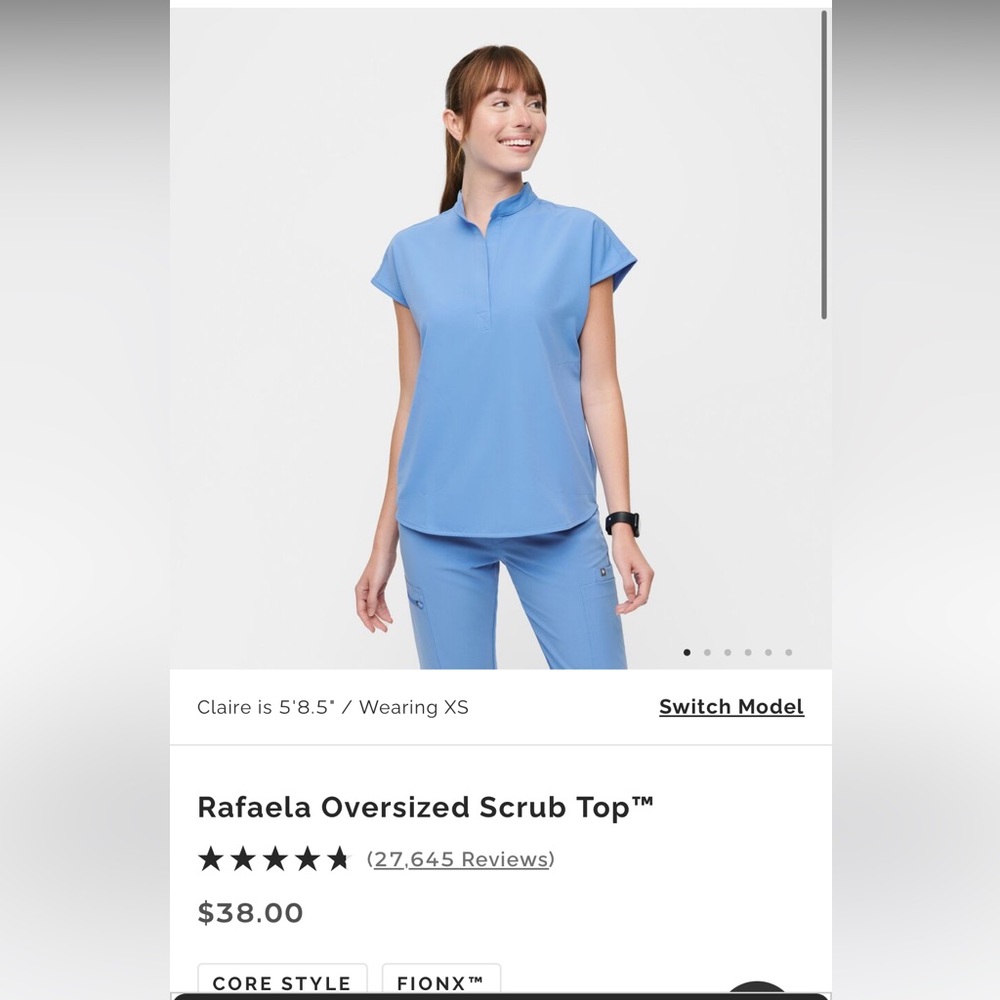 Figs Rafaela oversized scrub top. Ceil blue. Size M.